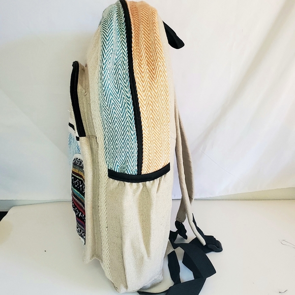 MOVING SALE FINAL PRICE Handmade Hemp & Cotton Patchwork Back… - Picture 4 of 6